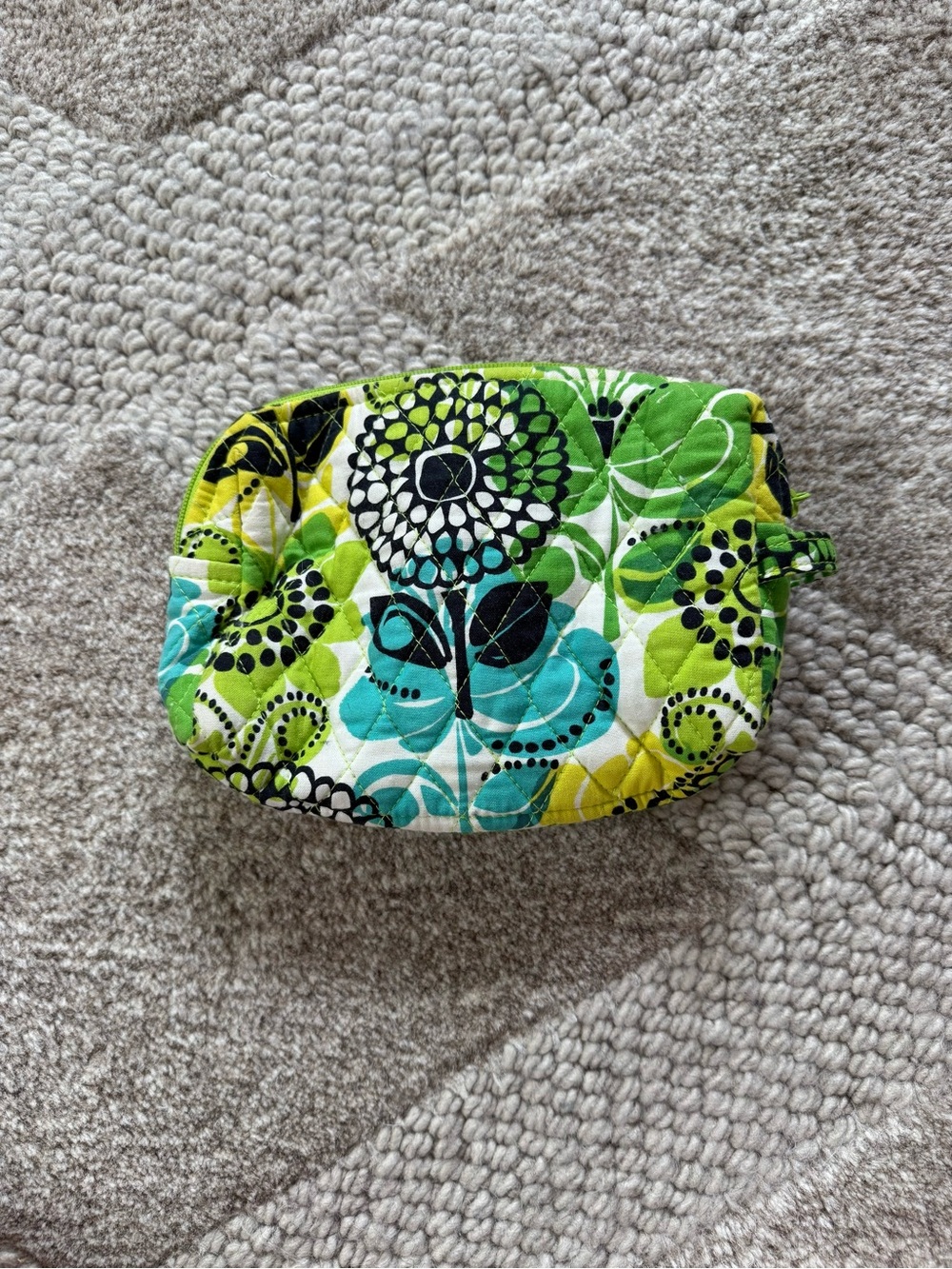 Vera Bradley Lime Green Floral Cosmetic Bag